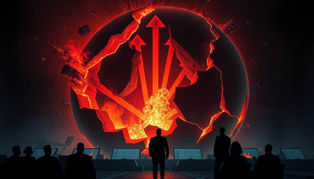 Hình ảnh trừu tượng quả địa cầu nứt vỡ như lò lửa đỏ rực, tượng trưng cho các điểm nóng xung đột và hiệu ứng lan tỏa – Ảnh minh họa chuyên mục Quân sự - Địa chính trị