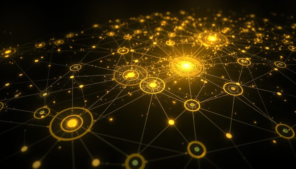 Minh họa hình học chiến trường với mạng lưới các vòng tròn và vùng giao thoa thể hiện cấu trúc kiểm soát không gian