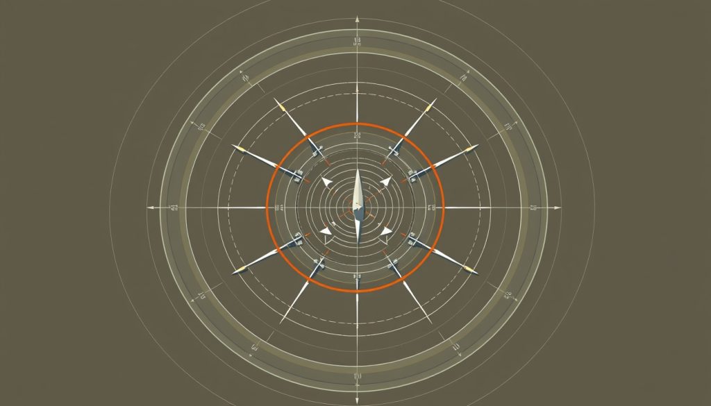 Sơ đồ hệ thống phòng không đa tầng, các vòng phòng thủ đồng tâm, lớp ngoài là radar, lớp trong là tên lửa