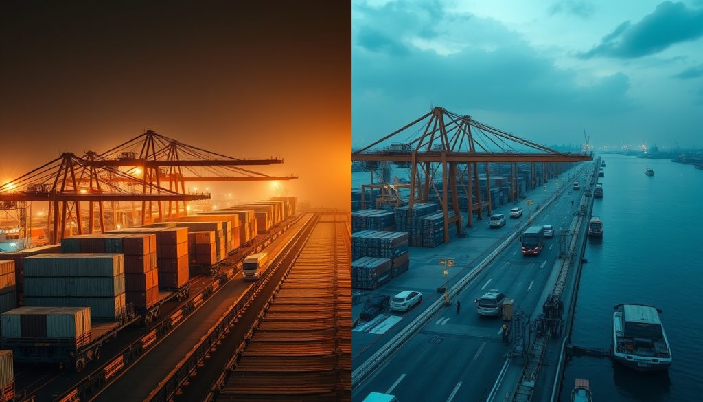 so sánh cảng Việt Nam với Cảng Singapore và Cảng Thượng Hải về mức độ hiện đại