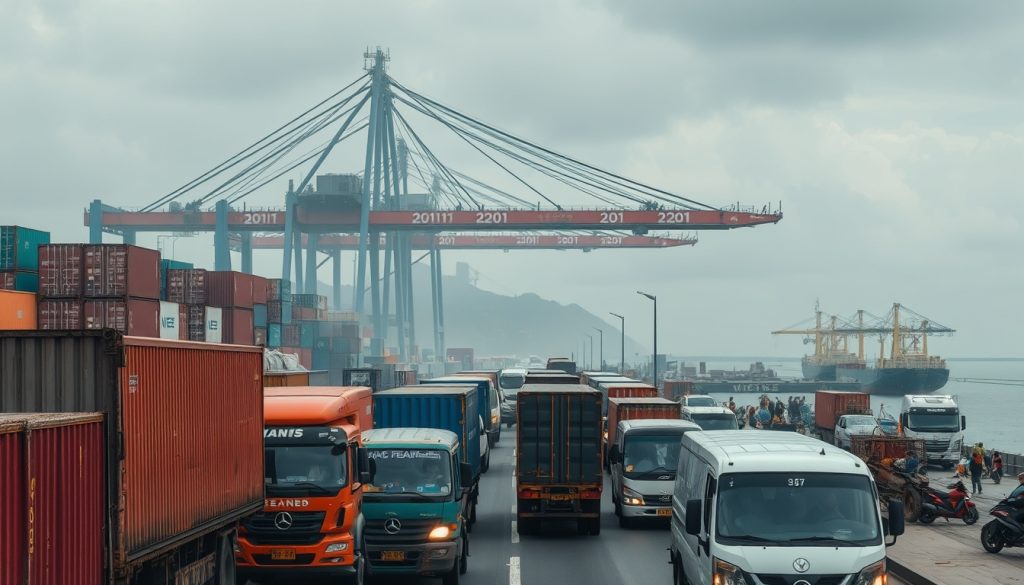 ùn tắc giao thông và container tại khu vực cảng biển Việt Nam do hạn chế hạ tầng kết nối