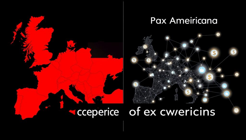 So sánh đế chế cổ điển (chiếm lãnh thổ) với Pax Americana (đế chế mạng lưới căn cứ và kết nối)