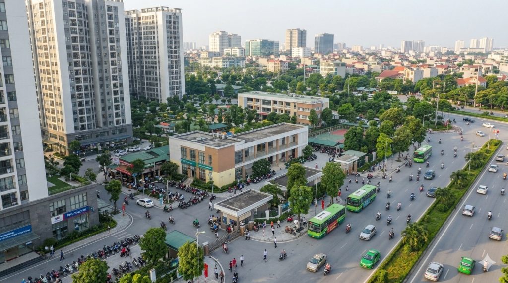 Hà Nội đang chảy về đâu qua dòng người, văn phòng, dịch vụ và các hoạt động kinh tế trong đô thị.